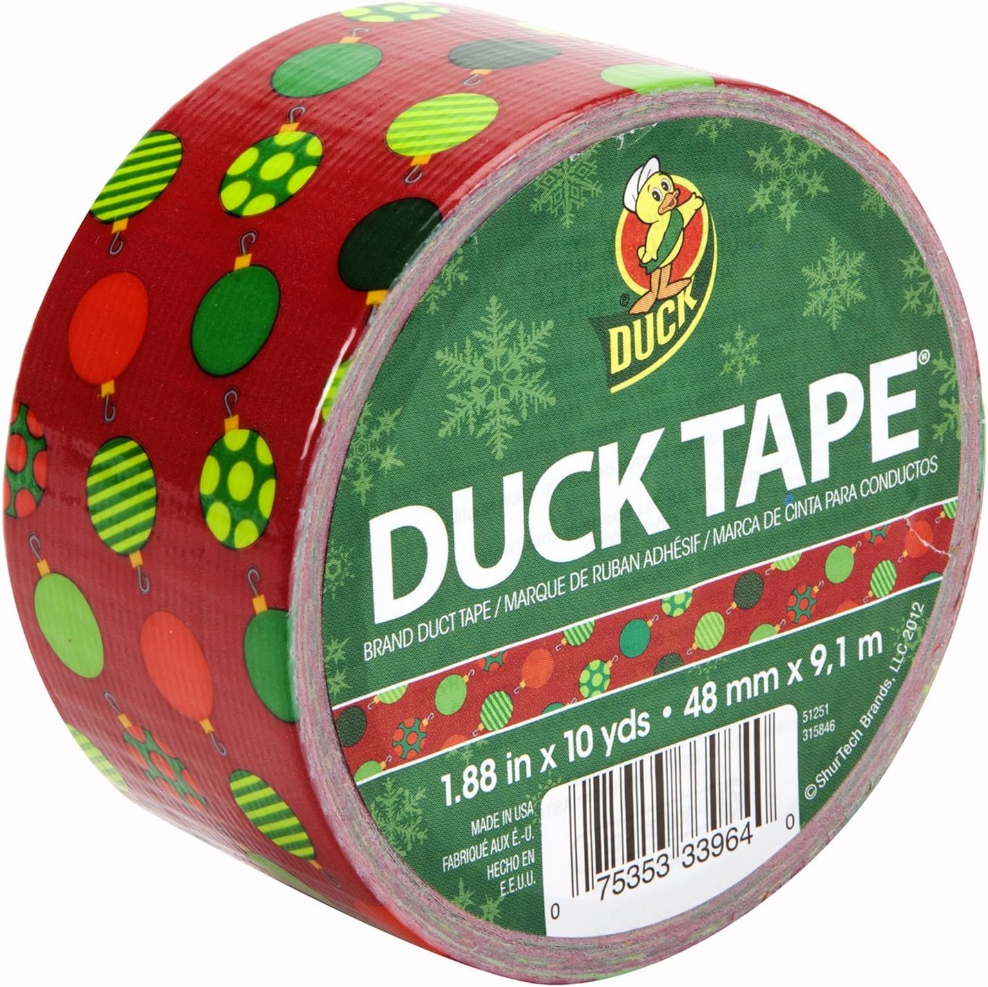 Duck Brand 281840 Printed Duct Tape, Ornaments, 1.88 Inches x 10 Yards, Single Roll