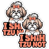 I Shih Tzu Not Sticker 4 Inch 2-Pack - Waterproof Vinyl Decal for Laptop Water Bottle Car Tumbler - Durable Aesthetic Long-Lasting Stickers for Adults ID45039