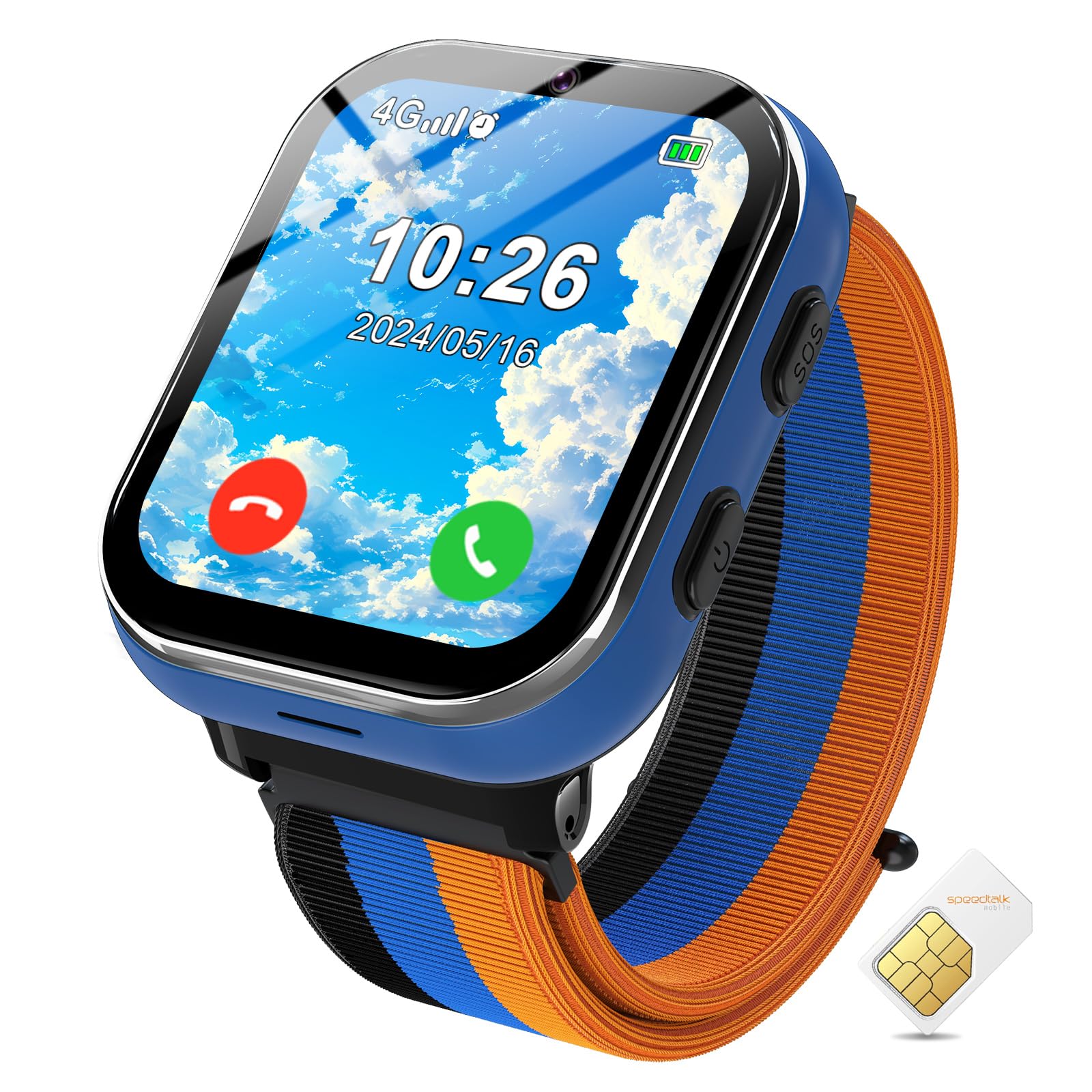 Photo 1 of PTHTECHUS Smart Watch for Kids, 4G Smartwatch with Phone Call, SOS, Camera, Music Player, Learn Card, and Puzzle Games, Suitable for Boys and Girls Ages 4-12 Years Old Purple (Blue)