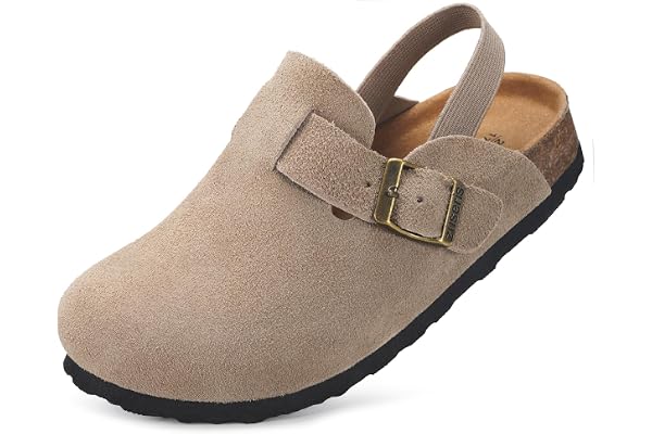 ZUSERIS Toddler Clogs Kids Suede Clogs for Boys Girls | Cork Footbed,Toddler Sandals,Suede Leather,Adjustable Buckle,Potato S