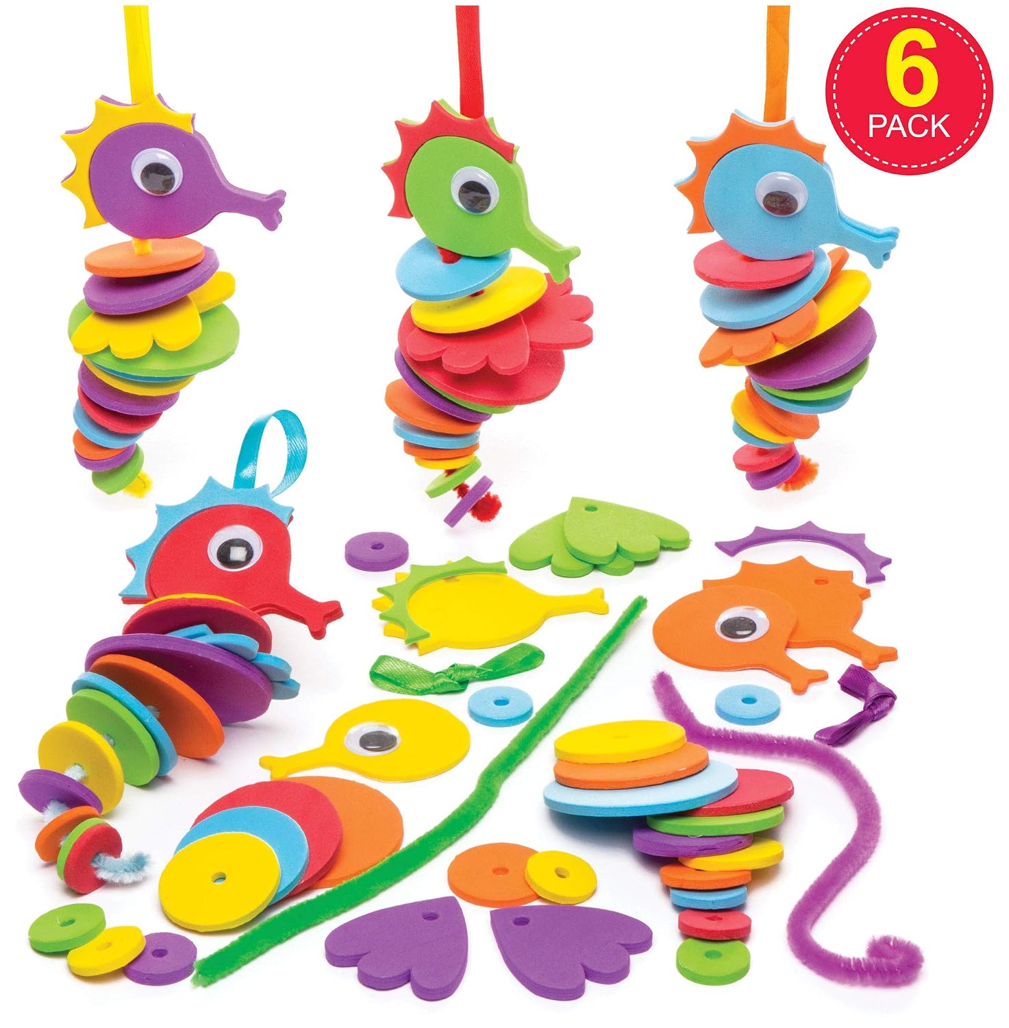 Baker Ross AW679 Make Your Own Seahorse Kit (Pack of 6) Toddler Art Supplies, Party Fillers and Activities., Assorted - Image 3