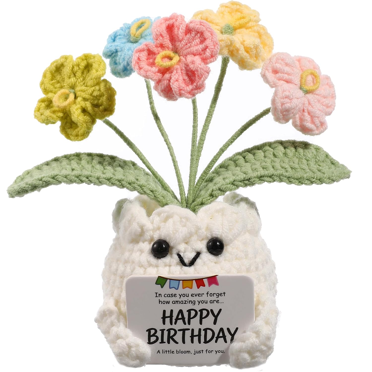 YOOJEE Crochet Forget-Me-Not Flower Pot Gift