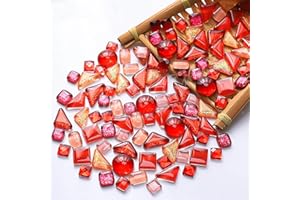 500g Mixed Color Crystal Mosaic Tiles, Atarvana 0.4''X0.4'' Mosaic Tile for DIY Art Projects with Different Shapes Tiles, Square, Triangle, Rounds Mosaic Tile for Handmade Craft