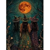 GQYCZZ The Witch Diamond Art Kits for Adults Beginners,Halloween Horror Witch DIY 5D Diamond Painting Kits Full Drill Diamond Dots Paintings with Diamonds Gem Art and Crafts Home Decor 12x16inch