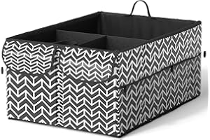 Orionstar Car Trunk Organizer, Collapsible Cargo Storage Tote Bag with Anti-Slip Strip, Waterproof Material, 3 Divider Compartments, Automotive Interior Accessories for Auto SUV Truck Vehicle (Black)