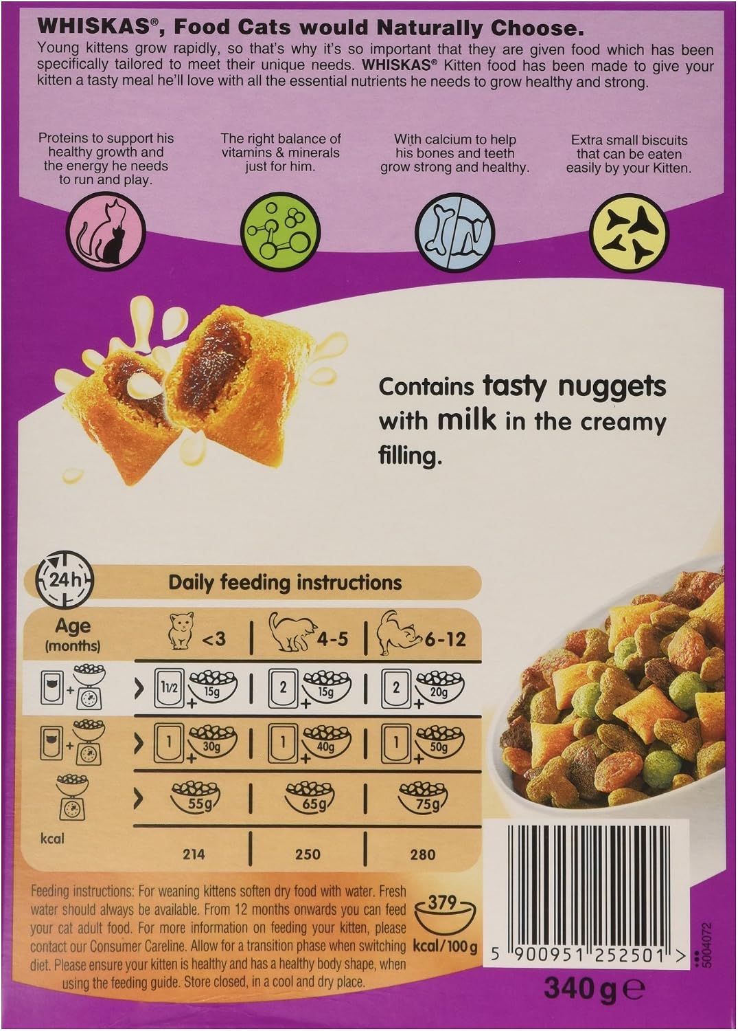 Whiskas Junior, Dry Food for Kittens (2-12 Months), with Chicken, 340g, 340 g (Pack of 1) - Image 3