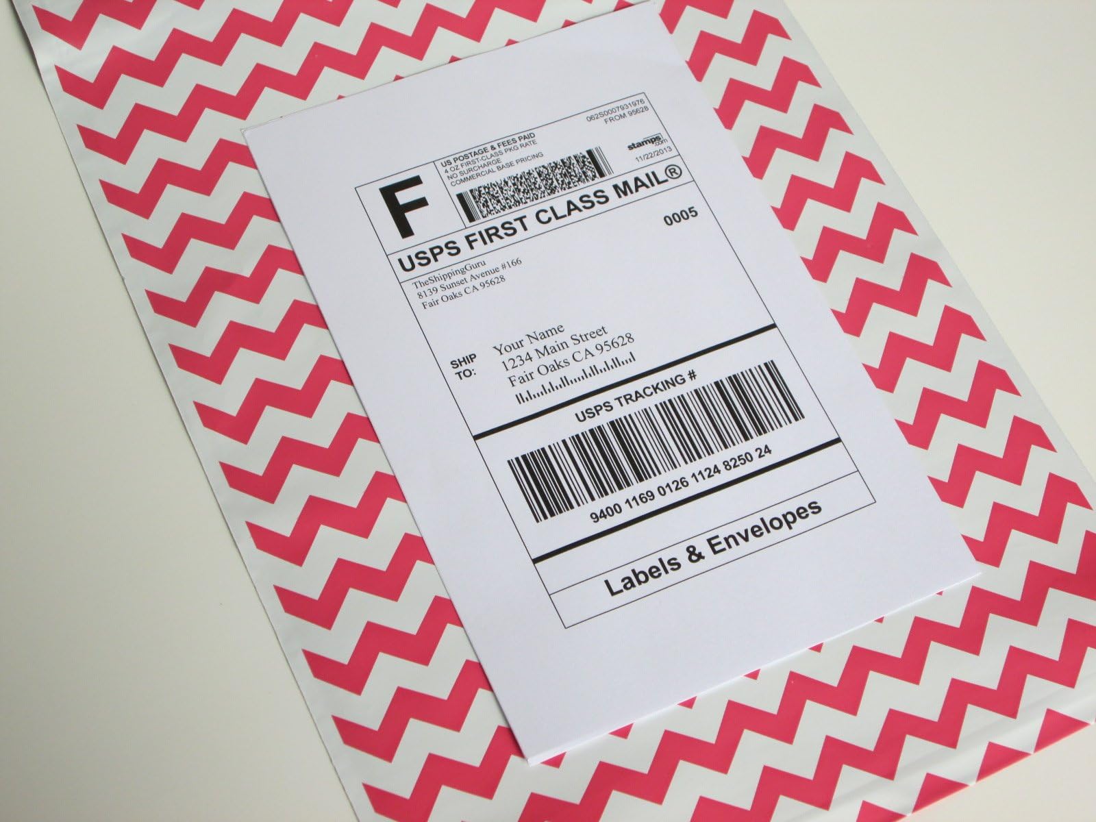 100 Hot Pink Chevron 6"x9" Poly Mailer Bags