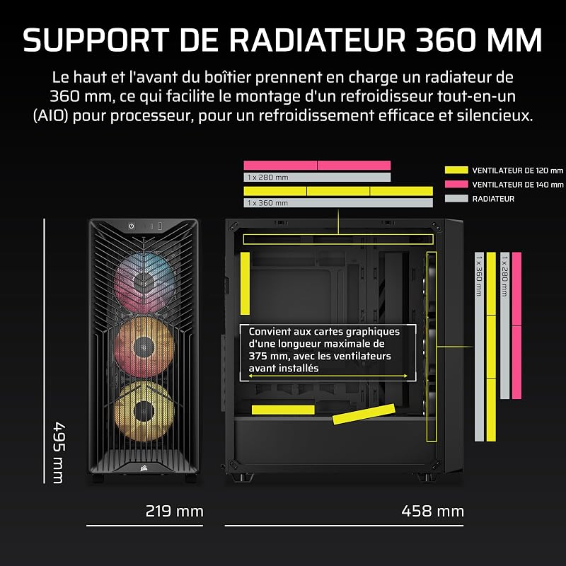 3200D RS ARGB Boîtier PC Moyen Tour – 3 Ventilateurs Inclus – Noir