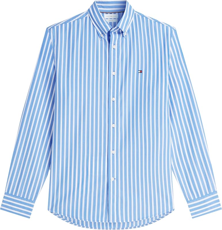 Men Shirts Flex Poplin Seasonal Stripe SHTMW0MW43315 Blue (Blue Spell/Stripe), M
