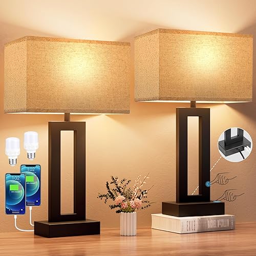 Seealle Bedroom Lamps for Night Stands Touch Control, Way