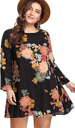 Romwe Women's Plus Size Boho Bohemian Tribal Print Summer Beach Dress