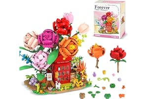 SOPU 1176 Pcs Flower Bouquet Building Kit Bonsai Rose Fowers, Artificial Flowers Building Blocks Set, Valentines Day Gifts for Him Her, Womens Gifts for Christmas, Xmax Gifts for Women Girlfriend Mom