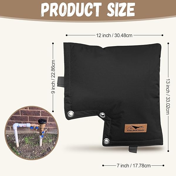BACKFLOW PREVENTER INSULATION COVER – WATER PIPE INSULATION SPRINKLER COVER FOR OUTSIDE – INSULATED BACKFLOW COVER POUCH FOR IRRIGATION BACK FLOW VALVE IN WINTER OR SUN EXPOSURE (18″W X 34″H, BLACK)