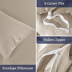 Shilucheng 100% Linen Queen Duvet Cover Set, Luxury