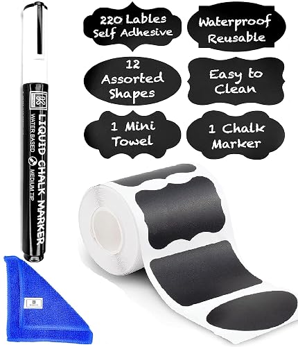 Chalkboard Labels Roll for Jars 220pcs - Waterproof Reusable Chalk ...