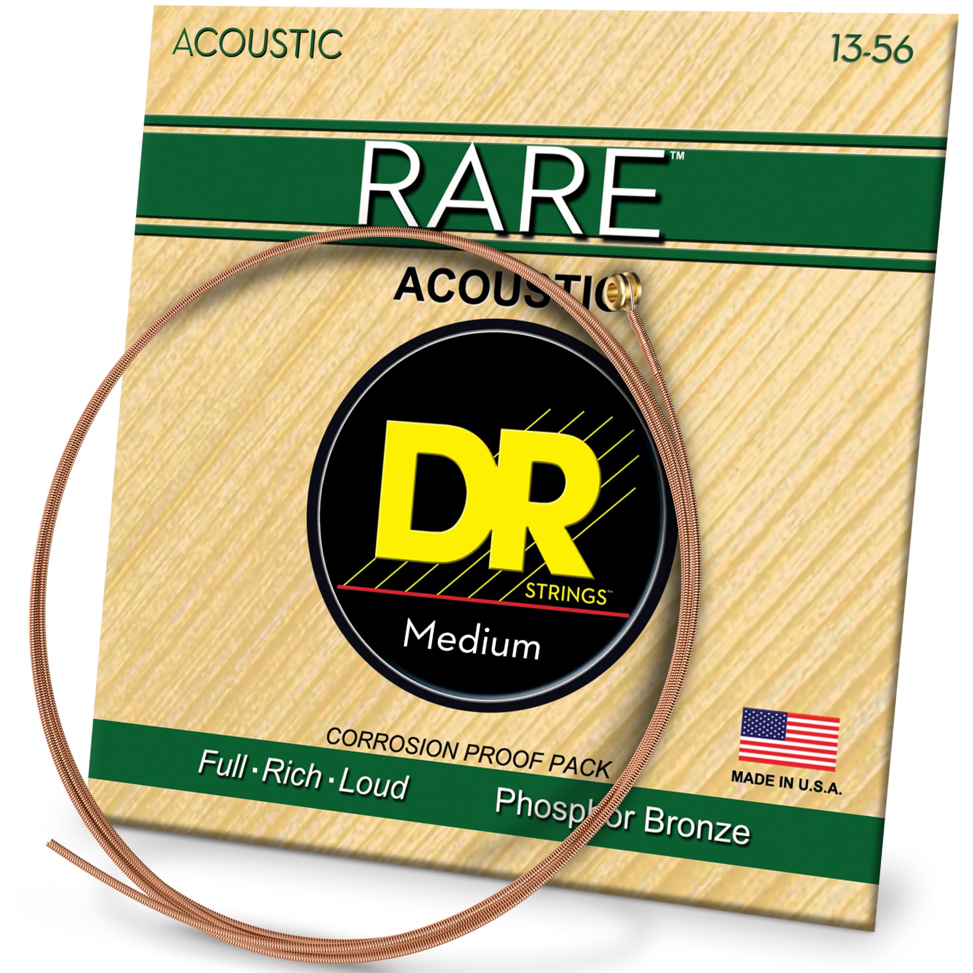 DR Strings RARE™ - Phosphor Bronze Acoustic Guitar Strings: Medium 13-56