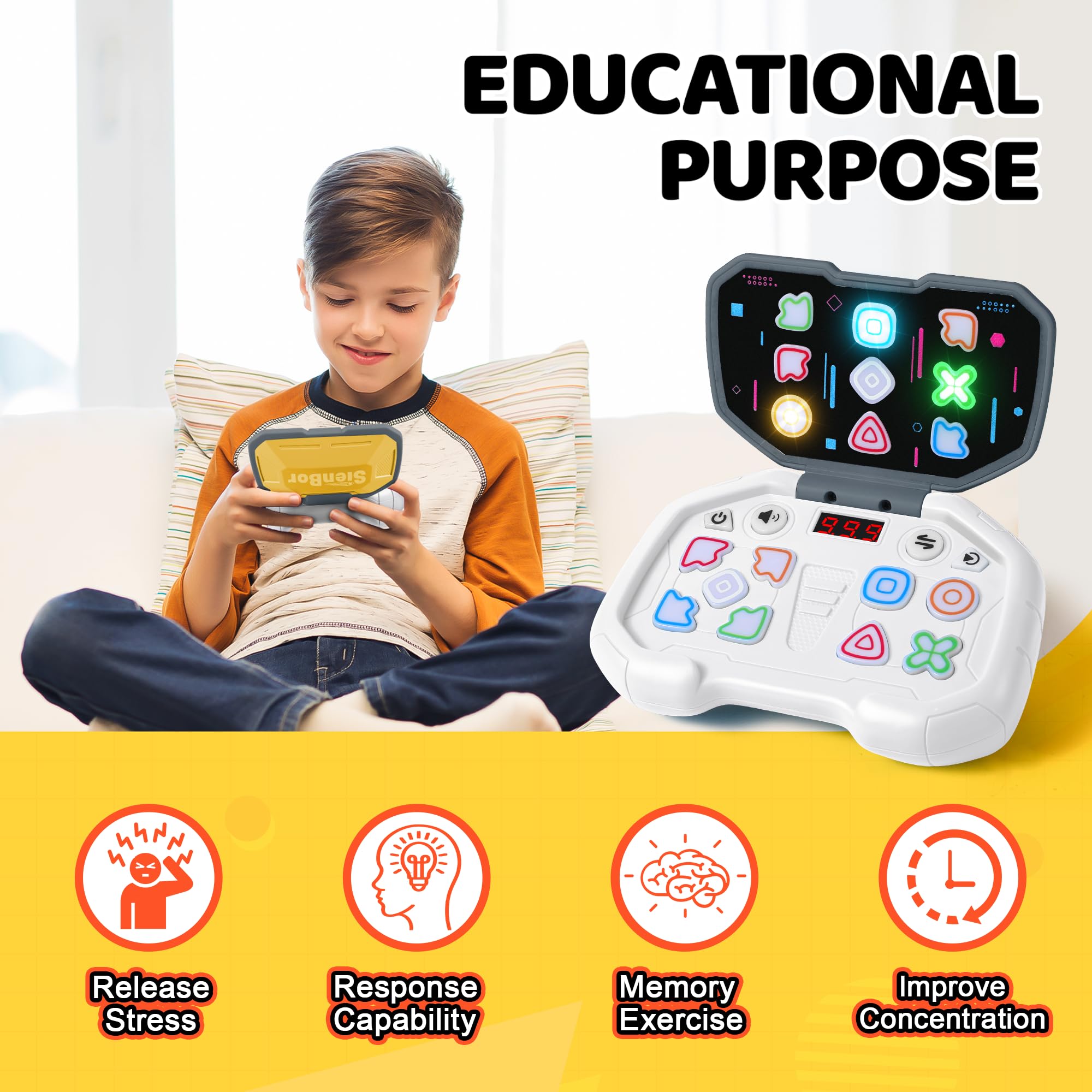 Handheld Game for Kids 6-12, Sensory Fidget Toys for Kids 8-12,,Light Up Memory Game Handheld Electronic Toys Color Memorizing Classic Board GamesBirthday Gifts for Boys Girls，Fidget Toys