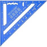 Beslands Carpenter Square 7 inch, Rafter Square Tool Metal Aluminum Alloy for Carpentry Layout Measuring Wood Square Triangle Right Angle 90 Degree Ruler Protractor Blue Imperial, Framing Square