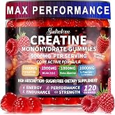 sudrolove Creatine Monohydrate Gummies 5000mg for Women &amp; Men,120 Count | Blended BCAA, Beta-Alanine, L-Taurine &amp; L-Carnitine Plus B6 B12,Chewable Pre-Workout, Boost Stamina,Ease Muscle Soreness