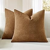 MIULEE Bronze Couch Pillow Covers 18x18 Inch, Set of 2 Soft Chenille Fall Decorative Square Throw Pillow Covers Farmhouse for Sofa Living Room Bed