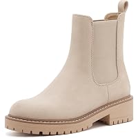 Coutgo Women's Platform Chelsea Boots - Quilted Two-Tone Ankle Booties With Lug Sole - View #11