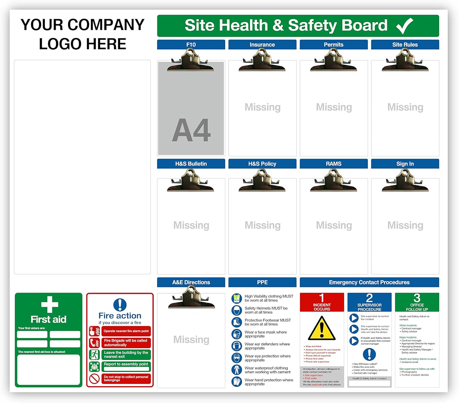 Site Safety Notice Boards 3mm AluPanel with QConnect board clips F10 RAMS Amazon.co.uk DIY