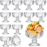 Mumufy 12 Pcs 4 oz Tulip Footed Small Dessert Cups Set Clear Glass Dessert Bowls Mini Ice Cream Sundae Bowls Serving Trifle Dish Cute Parfait Glasses for Fruit Salad Cocktail Condiment Holiday Party