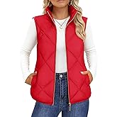 YUCOLEN Women's Quilted Vest Stand Collar Lightweight Zip Padded Gilet Sleeveless Jackets Coats Outerwear with Pockets