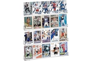 tutata Sports Card Display Shelf for Wall, Hold 16 Graded or 20 Sleeved Trading Cards- 4 PCS Acrylic Shelves for PSA SGC BGS Graded Trading Slabs