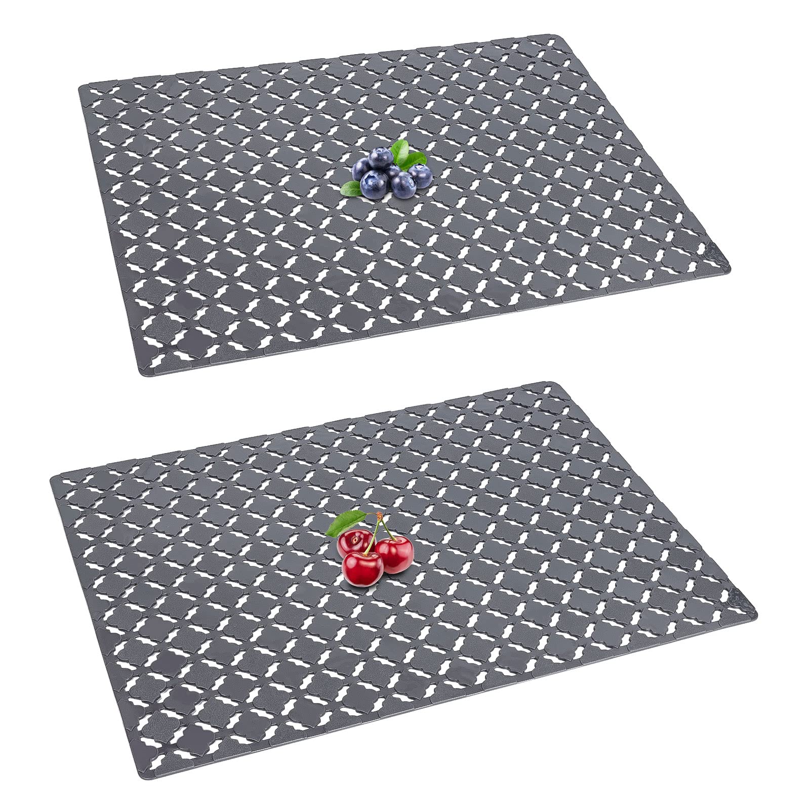 Top-spring Sink Mat, 2Pcs Kitchen Sink Protector Mat for Ceramic/Stainless Steel Sinks, Cut to Size Draining Mat 30 x 40cm (Grey)