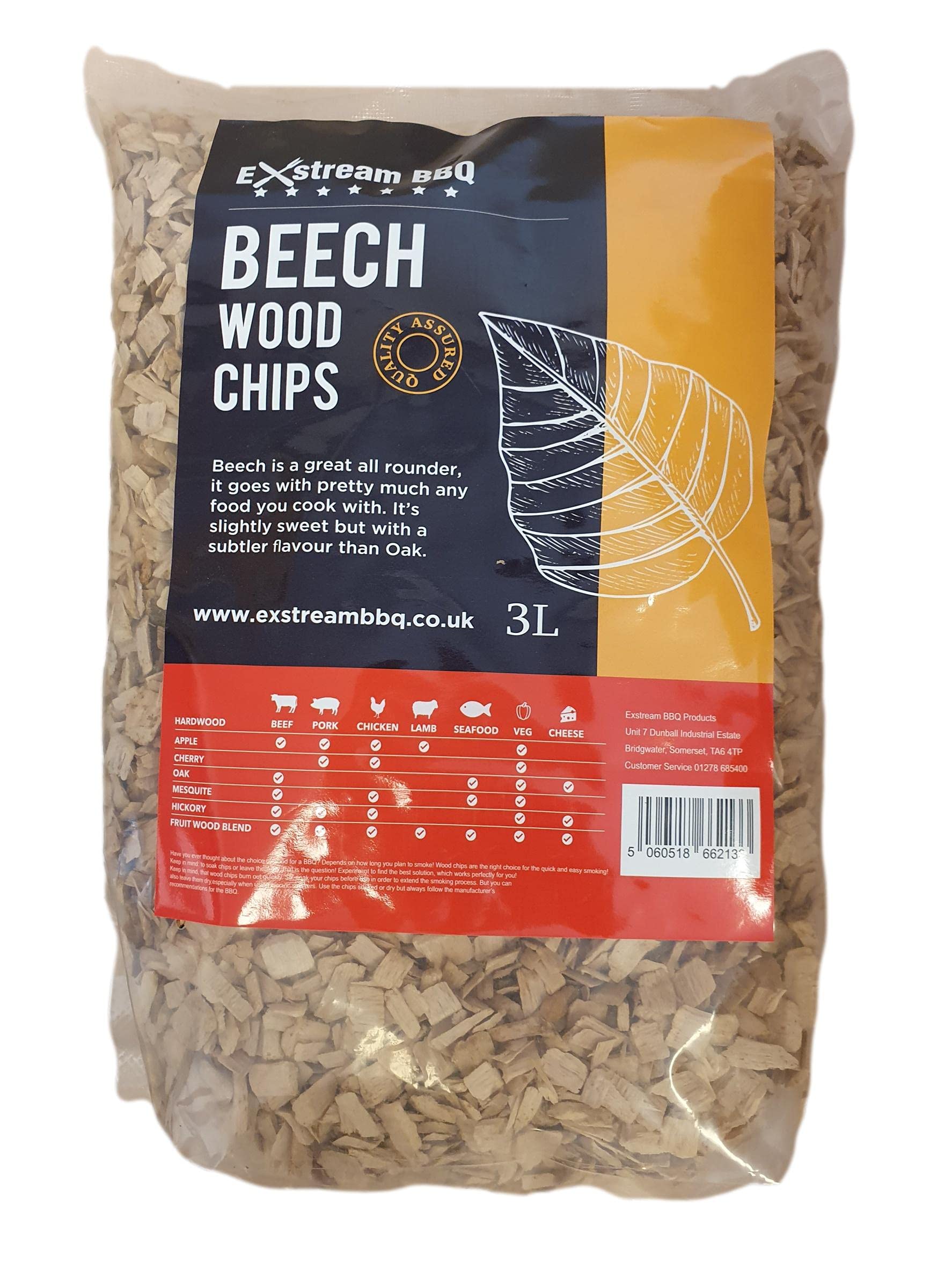 Exstream BBQ Barbecue Smoking Wood Chips *Up To 30 Great Flavours in 3, 15 & 30 Litres* (Beech 3 Litre)