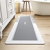 MontVoo-Bath Mat Runner Long Bathroom Mat Rug Non Slip Super Absorbent Stain Resistant Quick Dry Thin Bathroom Rug Fit Under Door-Bath Mats for Bathroom Floor Bathtub Vanity-Bathmat 17"x59" Grey