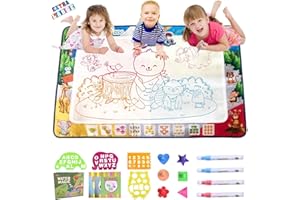 MOONTOY Water Doodle Mat, Kids Toy Large Water Painting Mat Bring Magic Pens, Mess Free Drawing Mat with Neon Colors Educational Toys for 3+ Year Old, Birthday Gift for 2 3 4 5 6 7+ Year Old Girl Boy