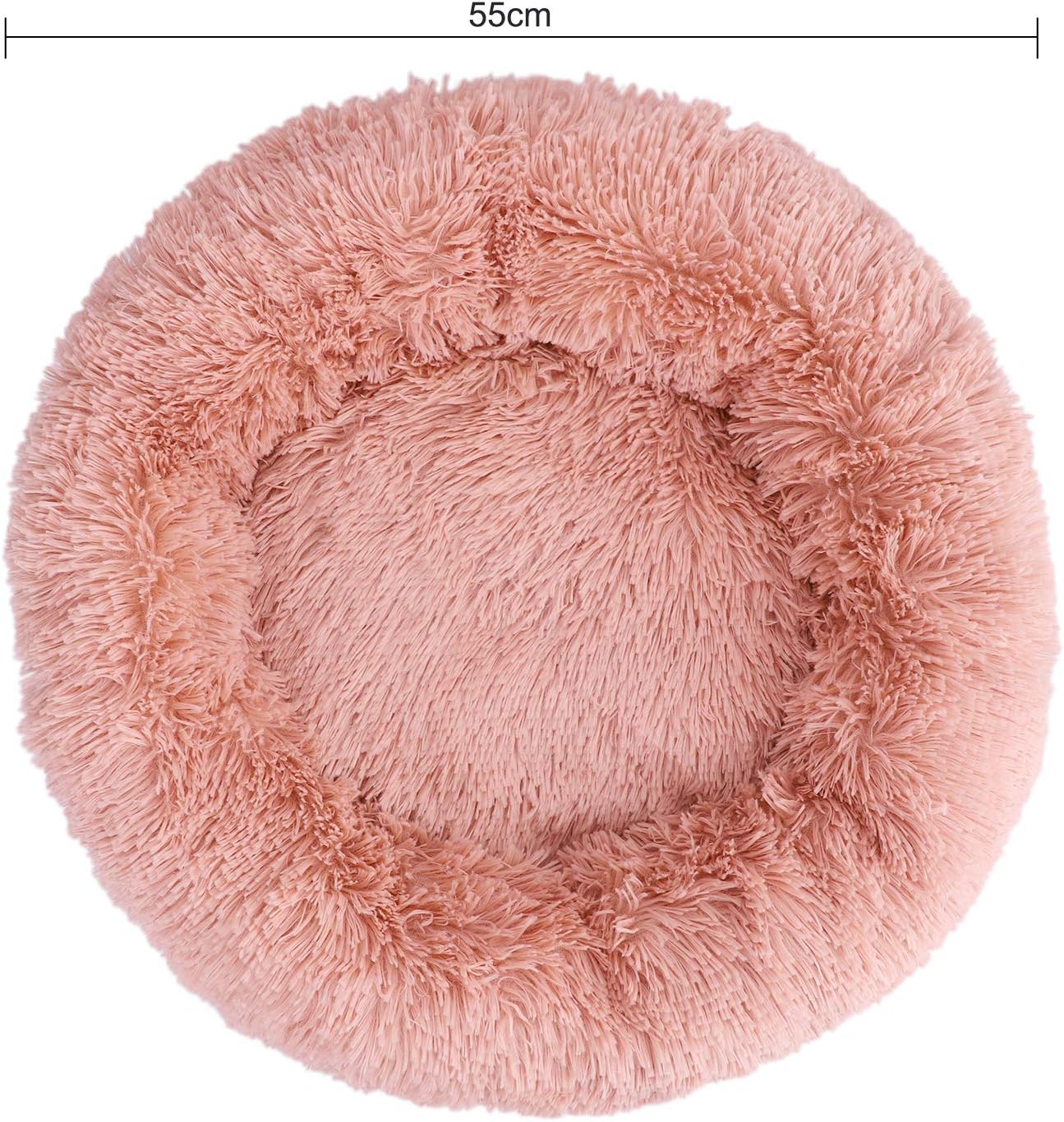 Calming Cat & Dog Bed, Fluffy Plush Donut Cat Bed, Marshmallow Round Pet Nest, Washable Cushion Mat for Small & Medium Dogs - Image 5