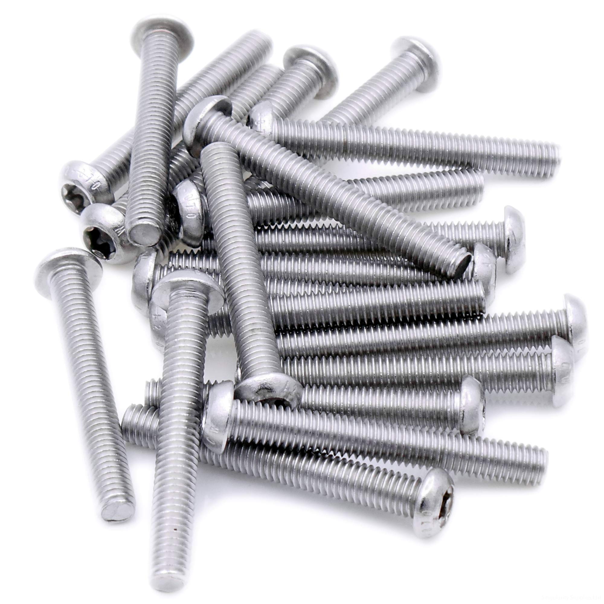 M3 (3mm x 5mm) TX Socket Button Machine Screw (Bolt) - Stainless Steel (A2) (Pack of 20)
