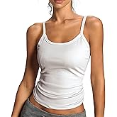 CosInStyle Women's Ribbed Tank Top Spaghetti Strap Scoop Neck Slim Fit Sleeveless Cami Basic Summer Casual Going Out Workout