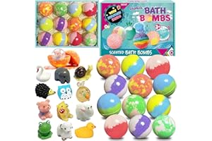 LISOTERA Bath Bombs for Kids with Surprise Inside, 12pcs Bath Bombs with Toys, Natural and Organic Colorful Bubble Bath Fizz Ball, Gift Set for Birthday, Halloween, Christmas for Boys and Girls