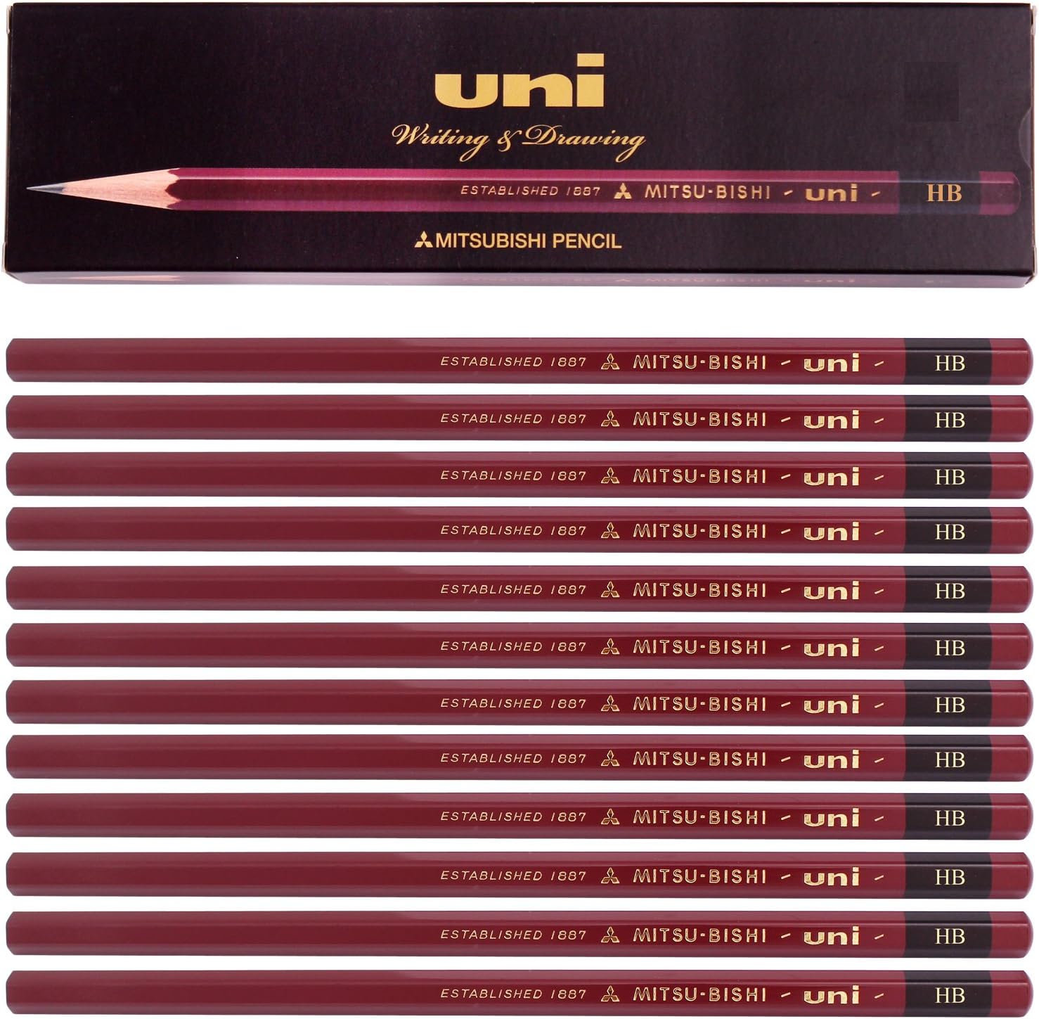 Mitsubishi UNI K(n) Professional Highest Quality Drawing Drafting Pencils Pack of 12 (HB)