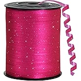 BEISHIDA 500 Yards Hot Pink Glitter Ribbon Curling Crimped, Glitter Balloon String Shiny for Gift Wrapping Ribbon for Birthday Party Valentines Wedding Party Decoration