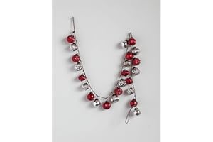 Creative Co-Op Red & Silver Embossed Mercury Glass Ornamental Garland, Red & sliver