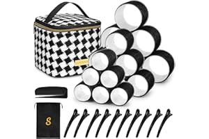 Hair Roller Set, 18 pcs Heatless Self Grip Rollers With Clips and Comb, Salon Curlers for DIY Styles, 3 Sizes in 1 Set by Sungenol