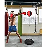 Reflex Bag,Stand Punching Bag with Gloves, 59IN Boxing Bag for Adults and Teens, Great for Gifts MMA Training(Black Red)