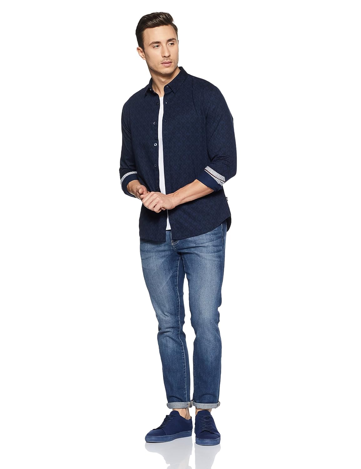 flying machine men's printed slim fit casual shirt