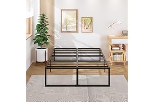 Lutown-Teen 18 Inch Queen Bed Frame Heavy Duty Steel Slat Support Metal Queen Size Platform Bed Frame No Box Spring Needed, E