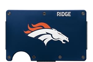 The Ridge NFL Edition, Mens Minimalist Aluminum Metal Wallet - Rfid Blocking, Elastic, Slim Front Pocket Credit Card Holder with Both Cash Strap and an additional Money Clip