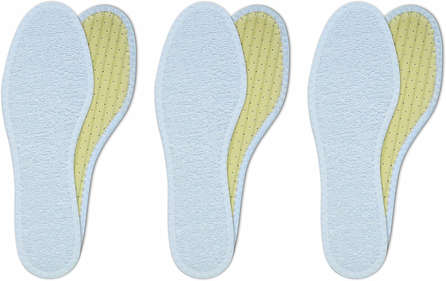 Lenzen 3 Pairs Washable Cotton Terry Barefoot Shoe Insoles: Shoes