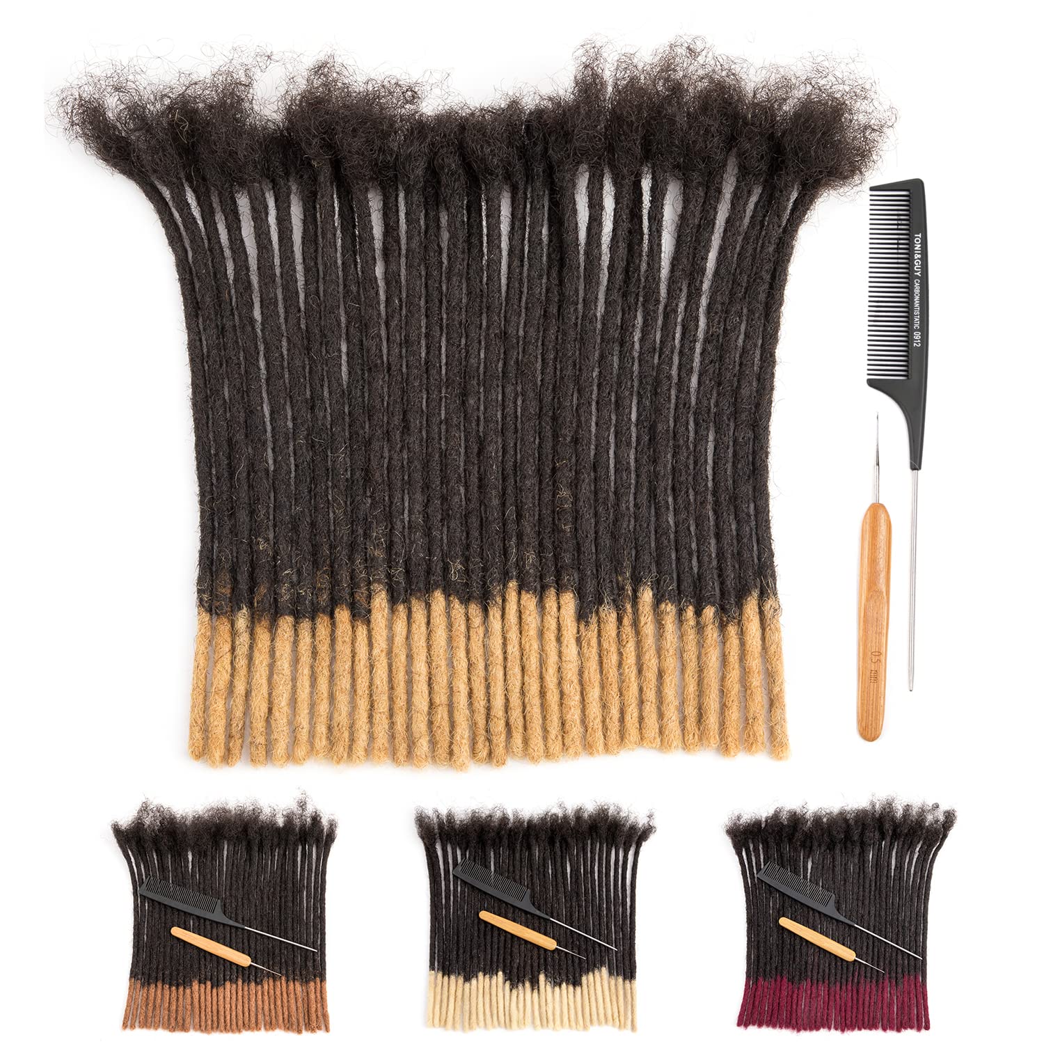 100% Human Hair Dreadlocks Extensions 8 inch Afro Kinky Black 30 Strands 0.4cm Fashion Crochet Braiding Hair For Women by Originea (30 Locs, T1B/27) — image 1