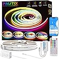 PAUTIX RGB Smart IC COB LED Strip Light Addressable 16.4ft/5m,UL-Listed 24V Color Flowing Strip Light Multicolor Flexible Tape Light Kit with APP Control/Music Mode,for TV,Bedroom,Party DIY Decoration