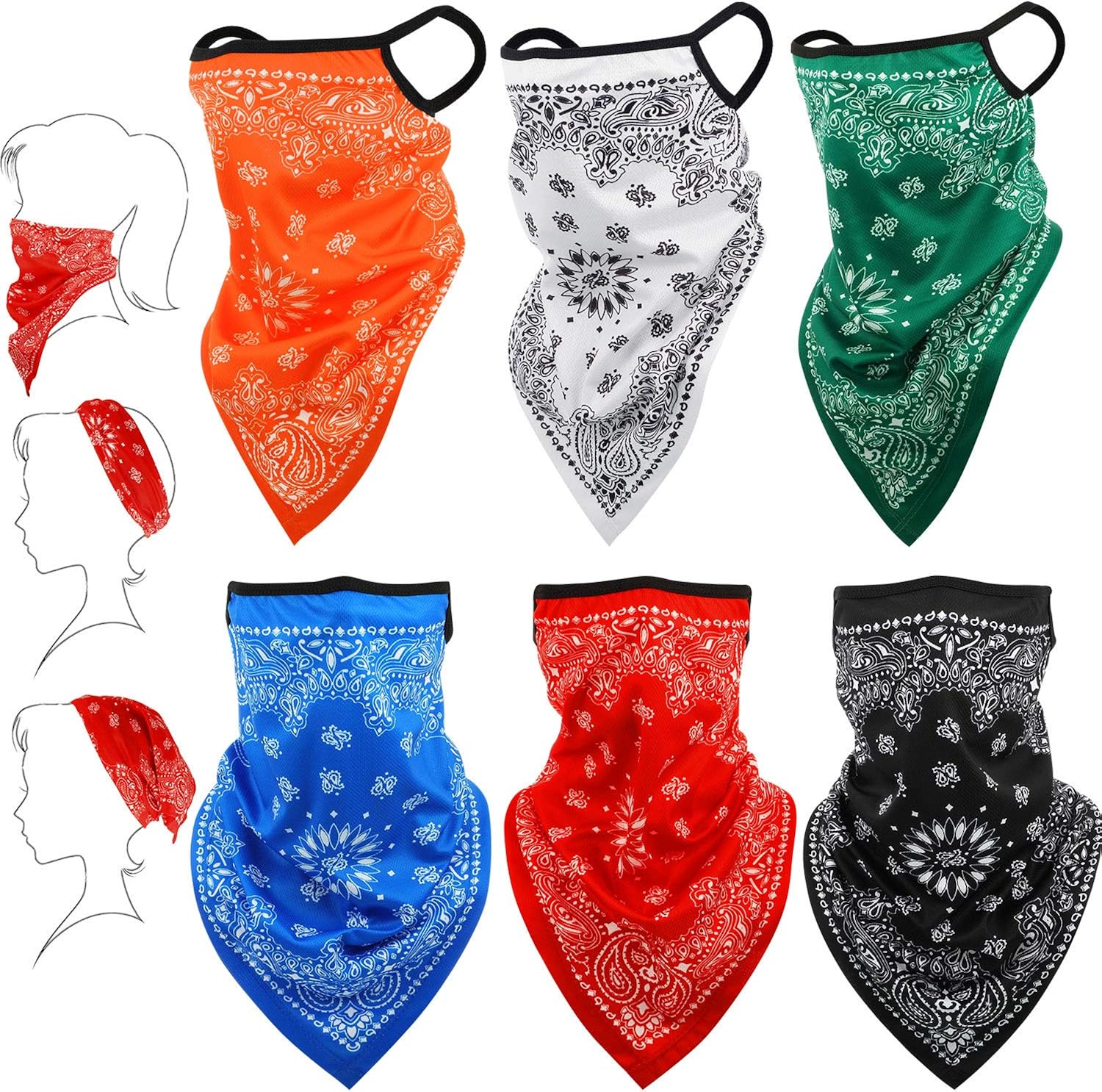 Bandana Face Cover Ear Loops Balaclava Neck Gaiter Scarf Outdoor Headwears for Men Women: Clothing