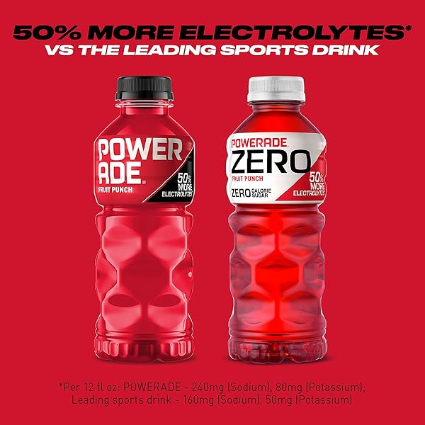 POWERADE FRUIT PUNCH, ELECTROLYTE ENHANCED SPORTS DRINK, 20 FL OZ BOTTLES, 8 PACK